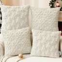 Christmas Tree Snowflake Pillow Covers 18x18 inch Set of 2 Double-Sided Beige Christmas Throw Pillow Cases Soft Plush Faux Fur for Winter Decoration Chair Sofa Bedroom Living Room Home Decor