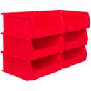 Akro-Mils 30235 AkroBins Plastic Storage Bins, Space-Saving Stackable Bins for Garage, Pantry, Craft Organization, 11" x 11" x 5", Red, 6-Pack