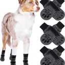 EXPAWLORER 6PCS Anti-Slip Dog Socks to Prevent Licking Paws,Dog Shoes for Hot Pavement,Best Paw Protector Traction Control on Hardwood Floor,Dog Booties for Puppy Small Medium Large Senior Dogs (Black and Grey)