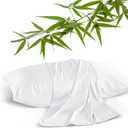 2 Pack Cooling Pillowcases for Hot Sleepers & Night Sweats, 400 TC Bamboo Viscose Pillow Protectors, Zippered Pillow Cases Standard Size, Breathable Silky Soft Pillow Covers, White, 20x26