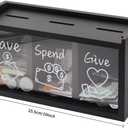 Spend Save Give Piggy Bank for Kids, Money Coin Savings Piggy Bank Jar Box for Kids Child Safe Money Saver, Teach Children About Giving & Saving Money Piggy Box for Childrens Boys Girls, Black