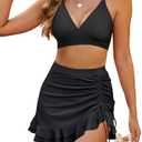 Blooming Jelly Women's High Waisted Bikini Sets Tummy Control Swim Skirt Two Piece Swim Suit 2025 Retro Swimsuit, Size XL