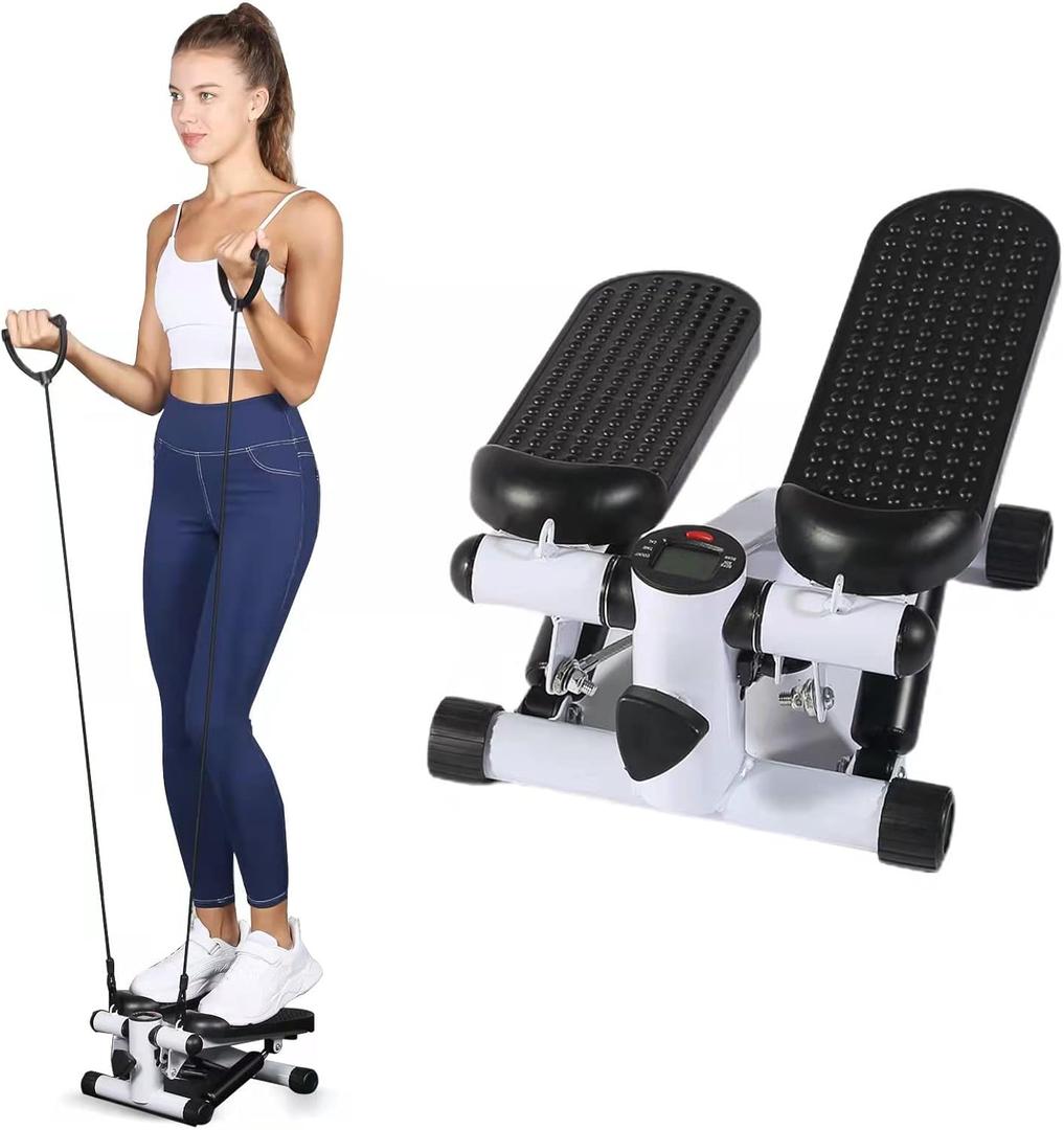 YSSOA Mini Stepper with Resistance Band, Stair Stepping Fitness Exercise Home Workout Equipment for Full Body Workout