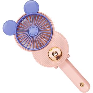LACOVIA Cute Mouse Misting Mini Fan, Handheld Portable USB Rechargeable Fan with 3 Adjustable Speeds, Foldable For Travelling(Pink)