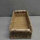 CubesLand Scalloped Edge Toilet Paper Storage Basket, Living Room Home Cozy Decor Basket, Paper Rope Small Baskets for Over Toilet Storage Shelf, End Table, Shelves, with 2 Wooden Handles, Beige