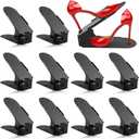QINGUANG 20 Pack Shoe Slots Organizer, 4 Height Adjustable Shoe Stacker Space Saver, Double Layer Shoe Rack Holder for Closet, Storage Organization for A Pair of Shoes (Black)