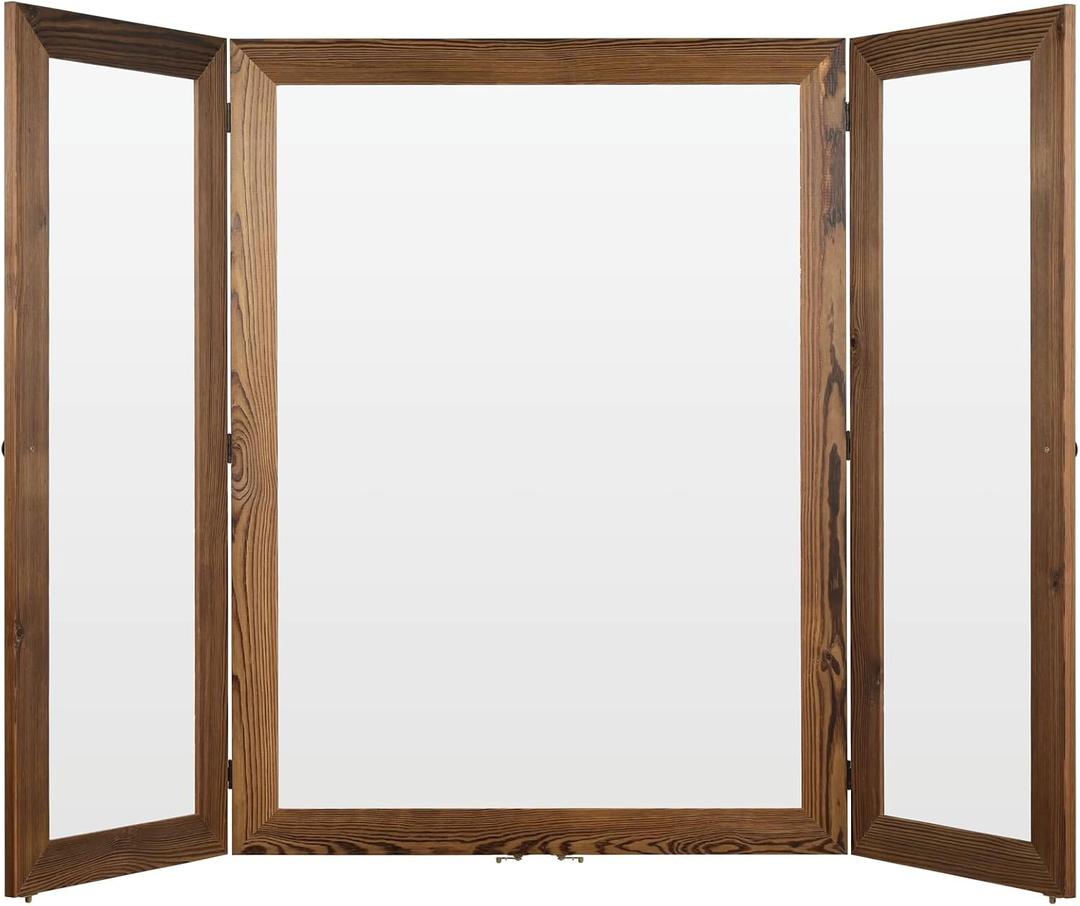 Excello Global Products 40" x 60" Wooden Wall Mounted Folding Whiteboard, Magnetic, Double-Sided, Brown