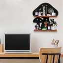 Wooden Mushroom Shelf with Iron Backing - Rustic Wall Decor for Crystals, Oils & Trinkets | Decorative Display Shelf for Witchy Room, Mushroom Decor & Fairy Core Decor | Mushroom Wall Art Gift