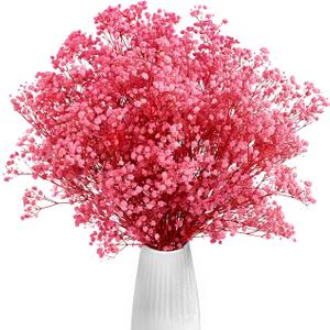 Dried Baby's Breath Flowers Pink, 17inch Dried Natural Flowers Babys Breath Bulk with 3000 Buds, Real Dry Gypsophila for Wedding, Party, Wreath Floral DIY, Home Decor