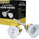 Glass Door Knobs  Vintage Style Interior Handles for Doors | Antique Clear Knob for Bedroom, Bathroom & Closet | Decorative Knobs for Home Dcor (Brass)