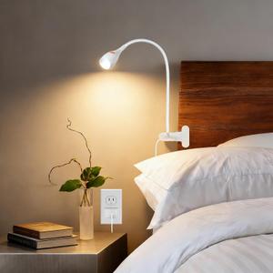 acegoo Minimalist Reading Light for Bed Headboard Dimmable White Book Light Clip on Lamp with USB-C Adapter, Flexible Neck & Handy Lamp Head Switch, CRI 90+