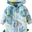 Newborn Baby Dinosaur Snowsuit Infant One Piece Hooded Jumpsuit Toddler Cartoon Romper Winter Warm Fleece Outfit Size 3-6 Month, Blue