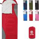 Sleeping Bag for Adults Teens Kids Cold Warm Weather, Portable Waterproof & Lightweight, Compact with Compression Sack, for 3-4 Seasons Camping, Backpacking, Hiking, Travel, Indoors Outdoors (1-Person, 1-Pack, Red)