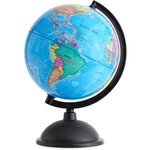 Juvale Rotating World Globe with Stand for Kids Learning, 8-inch Spinning Earth Globe for Classroom Geography Education