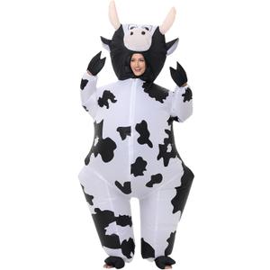 Inflatable Cow Costume Adult Animal Costume Halloween Inflatable Costume Christmas Cow Blow Up Suit for Women Cosplay, Size S