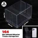 Rainmae 12 Pcs Monster Trucks Display Case, 1/64 Scale Display Case Clear Storage Box Organizer for Model and Collection Dustproof and Waterproof Model Cars Display Case Protector for Hot Truck Wheels