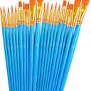 Paint Brushes Kids for Acrylics Painting, Flat Nylon Hair Paint Brush Bulk Handle Oil Watercolors Painting Brushes for Students, Children and Adult, Blue, 20 PCS