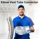 Hicarer 2 Pcs 4 Inch 90 Degree Galvanized Dryer Elbow Vent Tube Connector Adjustable Dryer Vent Elbow Connector for 4" HVAC Duct Pipe Hose Ductwork