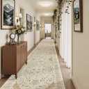 Madane 3x20 Hallway Runner Rug - Extra Long Carpet Runners for Hallways 20ft Non Slip Stain Resistant Rugs Runner for Living Room Bedroom 20 Feet Distressed Floor Carpet for Kitchen, Beige/Blue