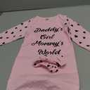 Newborn Baby Girl Gown 0-6 Months, Baby Girl Nightgowns, Babies Girls Gift, Little Sister Newborn Outfit and Coming Home Outfits with Headband Set Pink