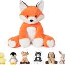 Niuniu Daddy 14" | 3.5 Pound Weighted Fox Plush Stuffed Animal, Heavy Stuffed Red Fox Plush Toys for Kids Adults, Weighted Beads for Stuffed Animals Body Pillow for Birthday Christmas Holiday