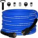 Kink Resistant 1/4" Pressure Washer Hose 50FT，3600PSI Power Washer Hose Replacement（M22-14mm）with 3/8" Quick Connect Adaptor for GreenWorks，Ryobi etc Household High-Pressure Washers