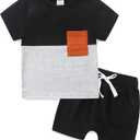 Babymine Toddler Boy Clothes Long Short Sleeve Sweatshirt and Pants Playwear Outfits (Gray)
