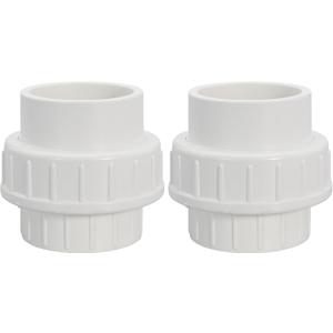 2" PVC Union Coupling Pipe Fitting PVC Adapter Schedule 40, EPDM O-Ring, 2 inch Slip Coupling Fitting (Socket x Socket), 2 Pack, White