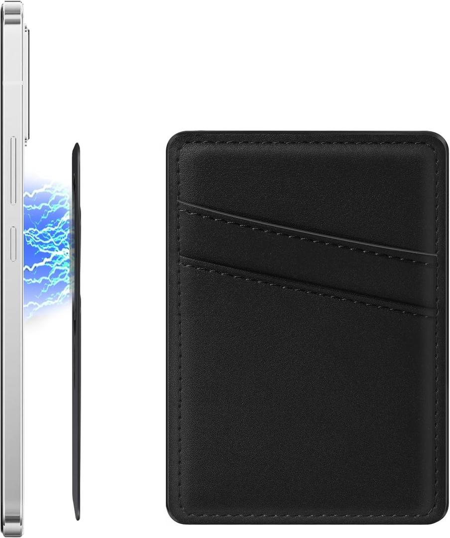 SS Magnetic Phone Wallet Compatible with MagSafe, Magnetic Card Holder for Back of Phone Compatible for iPhone 15/14/ 13/12 Series Black