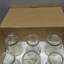 Glass Carafe Pitchers, by Kook, Mini Carafes- set of 6, Beverage Dispensers, Clear Jugs For Mimosas, Water, Wine, Milk and Juice, with Plastic Lids, Dishwasher Safe 17.3 oz