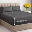 Extra Deep Pocket Queen Sheets - 6 Piece Breathable & Cooling Bed Sheets - Hotel Luxury Bed Sheet Set - Soft, Wrinkle Free & Comfy - Easily Fits Extra Deep Mattresses - Deep Pocket Charcoal Sheets Set