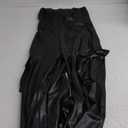 Womens PU Leather Jumpsuit Sexy Off the Shoulder Top Tight Waist Cargo Pants Bodysuit (Medium, Black)