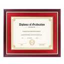 FramePro 11x14 Diploma Frame with Red over Gold Mat, 14x17 Certificate Frame, Real Wood with Gold Trim, Mahogany with Acrylic