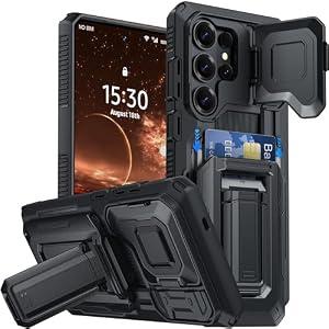 AMILIFECASES for Samsung Galaxy S26 Ultra Wallet Case with Card Holder & Kickstand & Full Camera Lens Cover, Military Grade Drop Shockproof Rugged Phone Case for S26 Ultra 6.9'', Black