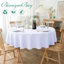 Biscaynebay Textured Fabric Round Tablecloths 90", White Water Resistant Table Cloths Circle Folding Table Covers Linen for Dining, Kitchen, Wedding and Parties etc.