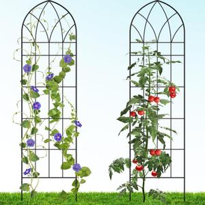 Gray Bunny Garden Trellis for Climbing Plants Outdoor - 2 Pack - 58" x 16" Cucumber Trellis, Rust Proof Metal for Tomatoes, Vines, Flower Beds, Roses (Black)