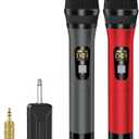 Wireless Microphones, Professional UHF Metal Dual Handheld Cordless Dynamic Mic System with Rechargeable Receiver, 1/4" Output, 160ft Range, Auto Connect for Karaoke, Party Singing, Church, Speech, DJ