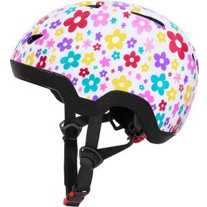 Toddler Helmet, Baby Infant Kids Bike Helmet for Kids Adjustable Toddler Bike Helmets for Boys Girls for Scooter Skateboard Cycling (Colorful Flowers, Small)