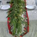 1 PCS 9 FT Artificial Norfolk Pine Garland, Real Touch Christmas Garland with Lights, Faux Winter Pine Garland for Fireplace Mantle Table Wall Stairs Indoor Outdoor Christmas Decorations