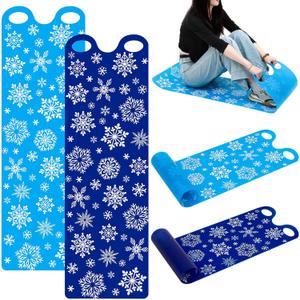 Leyndo 54" Large Snow Sled for Adults Flexible Flying Carpet Snowflake Slider Mat Sledding Equipment Snow Lightweight Roll up Snowboard for Christmas Winter Ski Outdoor (Dark Blue, Light Blue)