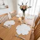 Moukeren Set of 6 Elegant Floral Placemat 16'' Flower Shaped Place Mat Flower Embroidery Table Mat for Wedding Bridal Shower Baby Shower Mother's Day Party Kitchen Dining Table Decor(White)