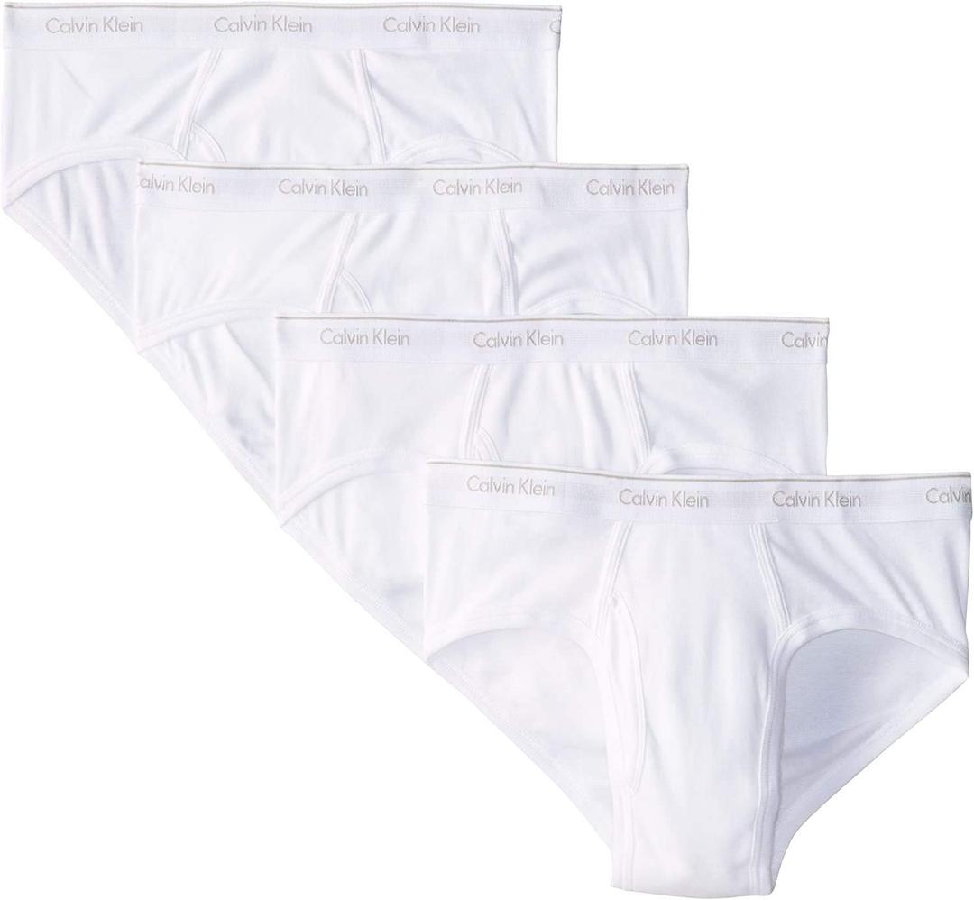 Calvin Klein Men`s Classic Fit Hip Briefs 4 Pack, Extra Large, White 