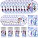 60 PCS Frozen Birthday Party Supplies, Frozen Tableware Set Includes 20 PCS Plates, 20 PCS Napkins, 20 Paper Cups for Princess Party Decorations