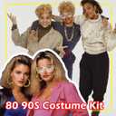 GIFIKOI 80 90s Accessories Outfit for Woman Hip Hop Costume Kit Old School Rapper Golden Chain Necklaec Big Hoops Jewelry