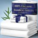 DECOLURE 100% Organic Viscose Derived from Bamboo Sheets King Size 4pcs - Ultra Soft & Luxuriously Cooling, 17" Deep Pocket, Double Stitching, Perfect for Hot Sleepers - King Bed Sheets (White)