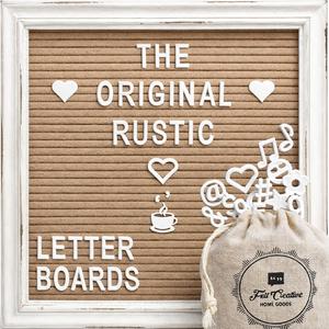 Cappuccino Felt Letter Board Back to School Sign with Rustic Wood White Frame - Farmhouse Letter Board Sign with Stand - Baby Announcement 10x10 Felt Board Changeable Message Board with 350 Letter Set
