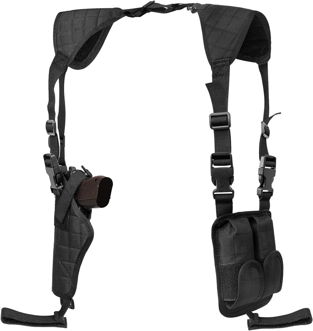 ELVO Shoulder Holster, Adjustable Vertical Gun Holster with Double Magazine Pouch, Universal Concealed Carry Holster for Most Kinds of Pistols