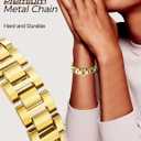 JR.DM Gold Watch Bands for Women Compatible with Apple Watch 46mm 42mm(S3/2/1) 44mm 45mm 49mm Adjustable Metal Cowboy Single Chain Bracelet for iWatch Series 11/10/9/8/7/6/5/4 SE 3/2/1 Ultra (No Case)