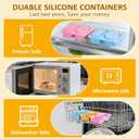 ARTLEO 4 Pack Silicone Snack Containers with Lids, Reusable and Leekproof, 2 Compartment, Sauce Dip Snackle Box Container, to Grab and Go with Prep For Kids, Bpa Free (Yellow Blue)