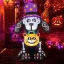 COMIN 5.5 FT Tall Halloween Inflatables Outdoor Decorations Day of The Dead Skull Dog Blow Up Yard Decoration with Built-in LED for Yard Garden Party Lawn